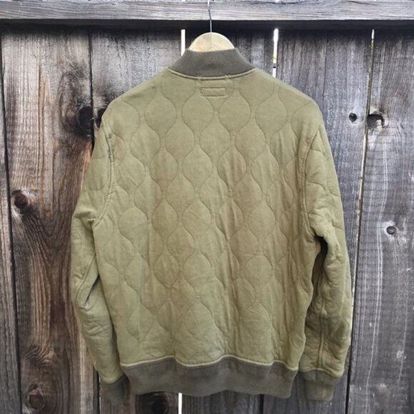Wallace & Barnes khaki army green full zip quilted bomber jacket mens medium - Picture 8 of 8